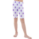 Polka Dots - Bright Lavender Violet on White Kid s Mid Length Swim Shorts