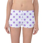 Polka Dots - Bright Lavender Violet on White Reversible Boyleg Bikini Bottoms