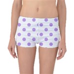 Polka Dots - Bright Lavender Violet on White Boyleg Bikini Bottoms