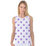Polka Dots - Bright Lavender Violet on White Women s Basketball Tank Top