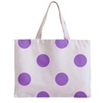 Polka Dots - Bright Lavender Violet on White Zipper Mini Tote Bag