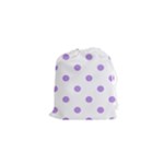 Polka Dots - Bright Lavender Violet on White Drawstring Pouch (XS)