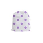 Polka Dots - Bright Lavender Violet on White Drawstring Pouch (S)