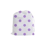 Polka Dots - Bright Lavender Violet on White Drawstring Pouch (M)