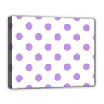 Polka Dots - Bright Lavender Violet on White Deluxe Canvas 20  x 16  (Stretched)