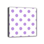 Polka Dots - Bright Lavender Violet on White Mini Canvas 4  x 4  (Stretched)