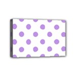 Polka Dots - Bright Lavender Violet on White Mini Canvas 6  x 4  (Stretched)