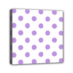 Polka Dots - Bright Lavender Violet on White Mini Canvas 6  x 6  (Stretched)