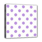 Polka Dots - Bright Lavender Violet on White Mini Canvas 8  x 8  (Stretched)
