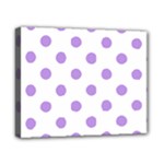 Polka Dots - Bright Lavender Violet on White Canvas 10  x 8  (Stretched)