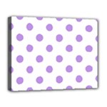 Polka Dots - Bright Lavender Violet on White Canvas 14  x 11  (Stretched)