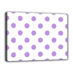 Polka Dots - Bright Lavender Violet on White Canvas 16  x 12  (Stretched)