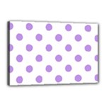 Polka Dots - Bright Lavender Violet on White Canvas 18  x 12  (Stretched)