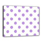 Polka Dots - Bright Lavender Violet on White Canvas 20  x 16  (Stretched)