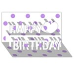 Polka Dots - Bright Lavender Violet on White Happy Birthday 3D Greeting Card (8x4)