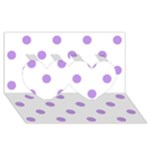 Polka Dots - Bright Lavender Violet on White Twin Hearts 3D Greeting Card (8x4)
