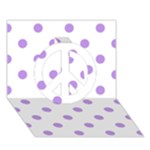 Polka Dots - Bright Lavender Violet on White Peace Sign 3D Greeting Card (7x5)