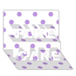 Polka Dots - Bright Lavender Violet on White TAKE CARE 3D Greeting Card (7x5)