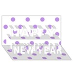 Polka Dots - Bright Lavender Violet on White Happy New Year 3D Greeting Card (8x4)