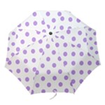 Polka Dots - Bright Lavender Violet on White Folding Umbrella
