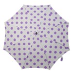 Polka Dots - Bright Lavender Violet on White Hook Handle Umbrella (Medium)