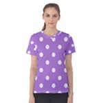 Polka Dots - White on Lavender Violet Women s Cotton Tee