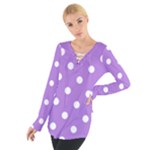Polka Dots - White on Lavender Violet Women s Tie Up Tee