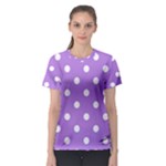 Polka Dots - White on Lavender Violet Women s Sport Mesh Tee