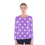 Polka Dots - White on Lavender Violet Women s Long Sleeve T-shirt