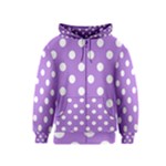 Polka Dots - White on Lavender Violet Kid s Zipper Hoodie
