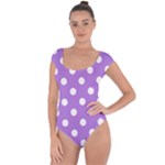 Polka Dots - White on Lavender Violet Short Sleeve Leotard (Ladies)