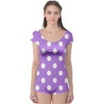 Polka Dots - White on Lavender Violet Boyleg Leotard (Ladies)