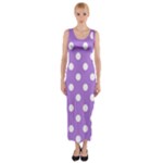 Polka Dots - White on Lavender Violet Fitted Maxi Dress