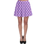 Polka Dots - White on Lavender Violet Skater Skirt