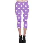 Polka Dots - White on Lavender Violet Capri Leggings