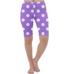 Polka Dots - White on Lavender Violet Cropped Leggings