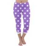 Polka Dots - White on Lavender Violet Capri Winter Leggings