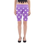 Polka Dots - White on Lavender Violet Yoga Cropped Leggings