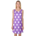 Polka Dots - White on Lavender Violet Sleeveless Satin Nightdress