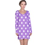 Polka Dots - White on Lavender Violet Long Sleeve Nightdress
