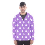 Polka Dots - White on Lavender Violet Hooded Wind Breaker (Men)