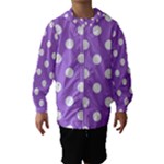 Polka Dots - White on Lavender Violet Hooded Wind Breaker (Kids)