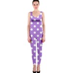 Polka Dots - White on Lavender Violet OnePiece Catsuit