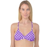 Polka Dots - White on Lavender Violet Reversible Tri Bikini Top