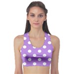 Polka Dots - White on Lavender Violet Women s Sports Bra