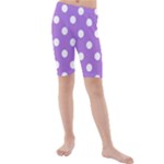 Polka Dots - White on Lavender Violet Kid s Mid Length Swim Shorts