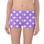 Polka Dots - White on Lavender Violet Boyleg Bikini Bottoms