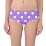 Polka Dots - White on Lavender Violet Mid-Waist Bikini Bottoms