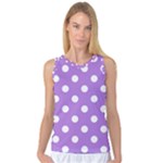 Polka Dots - White on Lavender Violet Women s Basketball Tank Top