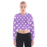 Polka Dots - White on Lavender Violet Women s Cropped Sweatshirt
